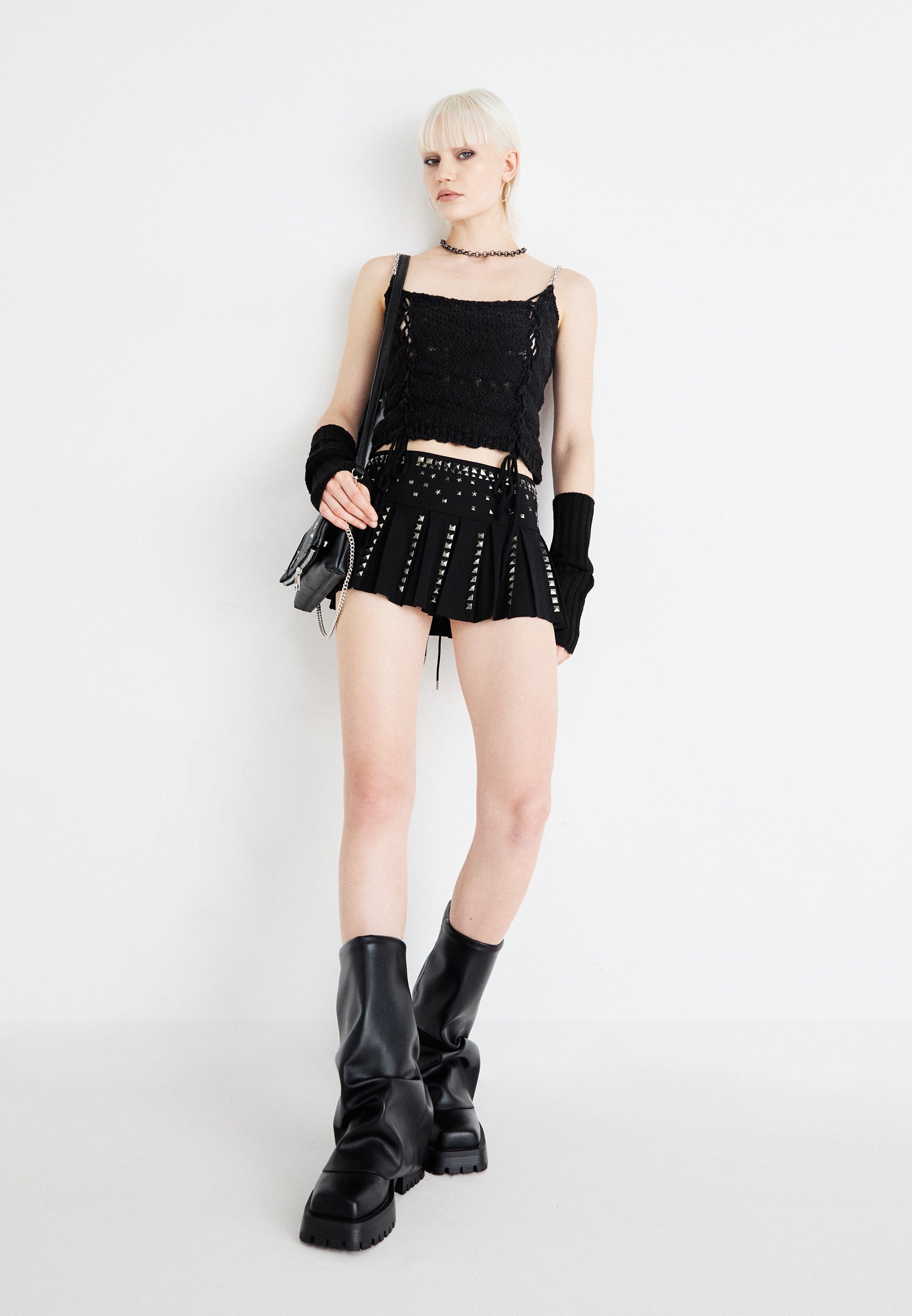Jaded London MICRO STUDDED SKIRT - Mini skirt - black