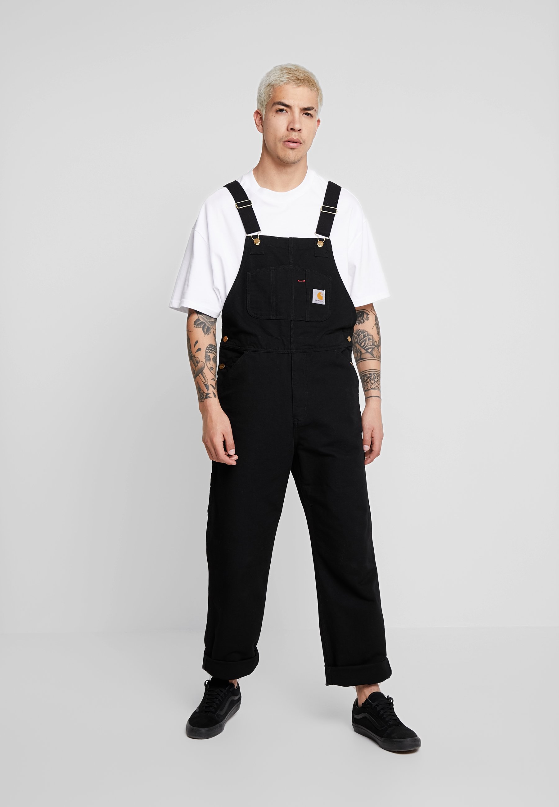 Carhartt WIP BIB OVERALL - Pantalon cargo - black rinsed/denim