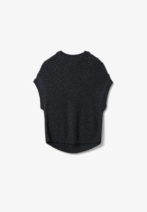 Stefanel, OPEN-KNIT CREW-NECK JUMPER, OVERSIZED FIT. - T-Shirt basic - dark grey