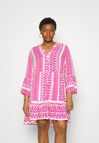 ONLY Carmakoma - CARMARRAKESH LIFE 3/4 TUNIC DRESS - Jurk - pink yarrow / white Miniatuurafbeelding 1