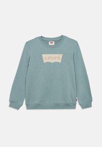 Ανοιχτό μπλε φούτερ με λογότυπο Levi's σε χρώμα κρεμ σε σχήμα νυχτερίδας στο μπροστινό μέρος. Κατασκευασμένο από μαλακό ύφασμα βαμβακερού μείγματος.