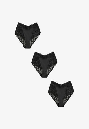Next, HIGH WAIST HIGH LEG FIT - ULTIMATE COMFORT LACE KNICKERS 3 PACK - Brazilians - black