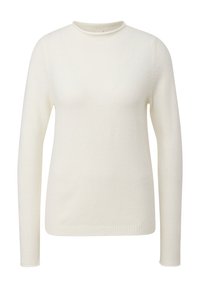 QS MIT ROLLSAUMBLENDE - Strickpullover - ecru
