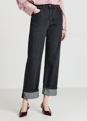 Calliope CON RISVOLTO - Jeans baggy - nero denim