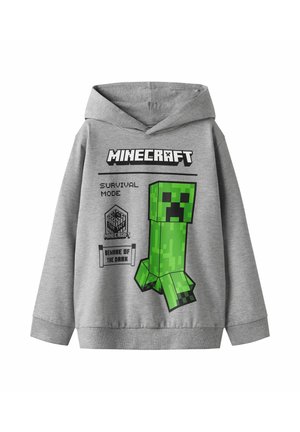 Gray hoodie featuring a green Minecraft Creeper character graphic, "SURVIVAL MODE" text, and black accents. Soft texture and standard fit design.