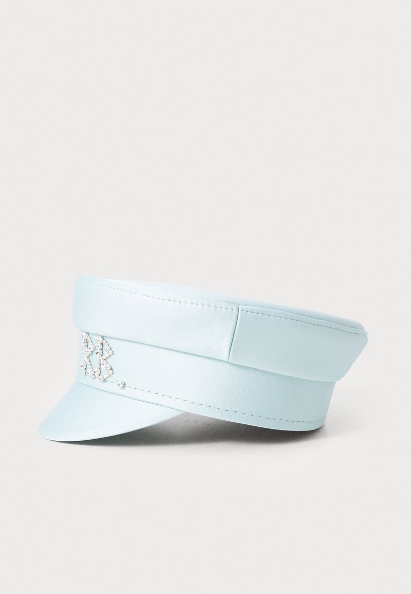 Ruslan Baginskiy Pale Blue Baker Boy Cap Denim Baker Boy Cap with Gold-Tone Logo-plaque • Ruslan  main image 2