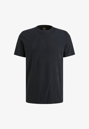 Črna bombažna majica s kratkimi rokavi, ki ima subtilen vzorec listov. Klasična okrogla izrezana zasnova, mehka tekstura in sproščen kroj.