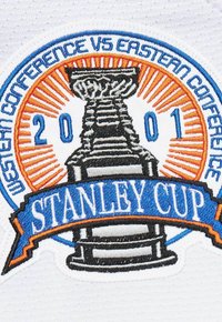 Stanley Cup logo with "Eastern Conference vs Western Conference 2001" text and a black and white trophy on a white background.