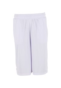 Shorts de sport blancs légers avec taille élastique et coupe ample, adaptés pour le sport ou une tenue décontractée.