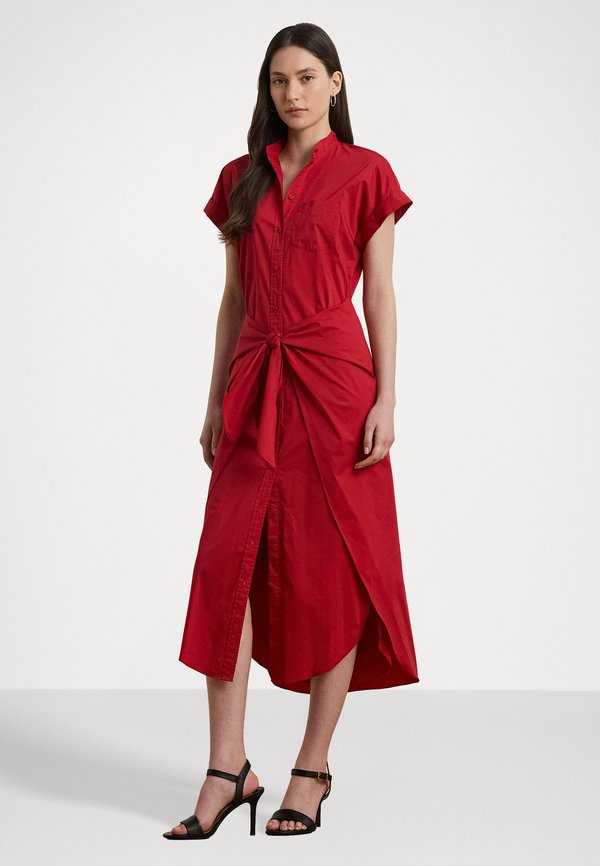 Tie Front Cotton Blend Shirtdress - Shirt dress2