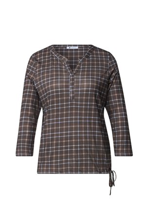 Street One, 3/4-SLEEVE SHIRT WITH SPLIT NECK AND PRINT - T-shirt à manches longues - silk brown