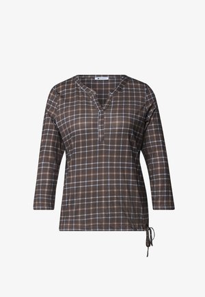 Street One, 3/4-SLEEVE SHIRT WITH SPLIT NECK AND PRINT - T-shirt à manches longues - silk brown