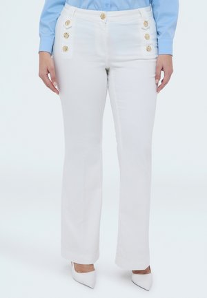 FLARE CON BOTTONI DECORATIVI - Pantaloni - bianco