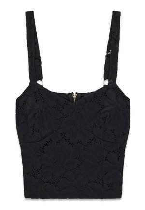 Guess, SPITZEN-CROPPED-TOP - Blouse - schwarz