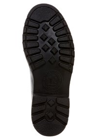 Soletta di gomma nera con battistrada a motivo diagonale e a rombi. Presenta un logo circolare sul tallone, che indica il marchio e l'origine.