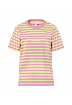 Pieces, PCRIA SS TEE MULTICOL STRIPES BC - T-shirt imprimé - french vanilla