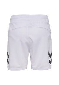 Shorts athletic bianchi in tessuto testurizzato, con un motivo a chevron nero sui lati e una vita elastica per il comfort.