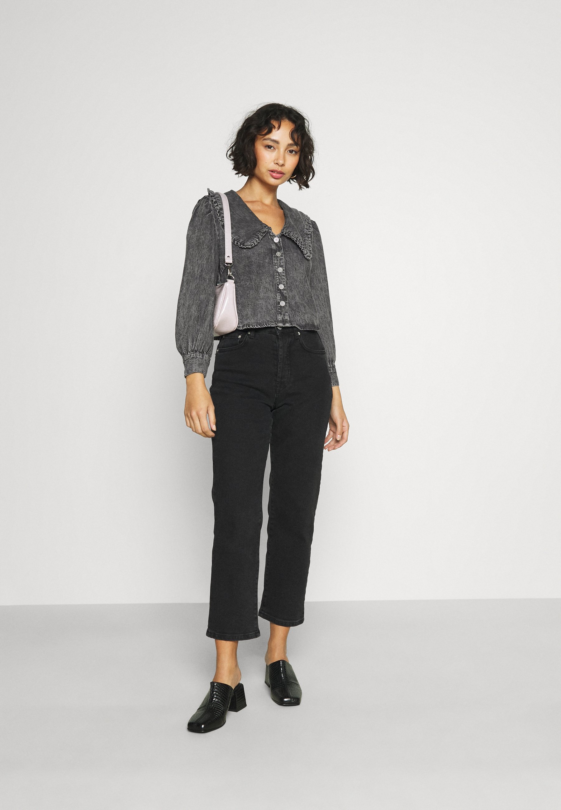 ONLY Petite ONLTHEA LIFE COLLAR SHIRT - Palaidinė - grey denim/pilka -  Zalando.lt
