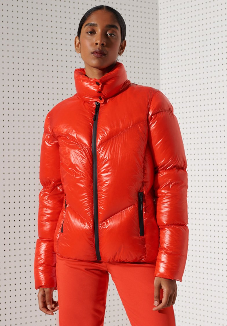 red superdry puffer jacket