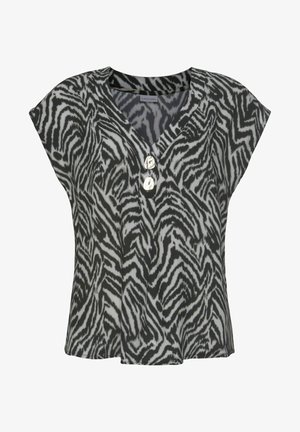 Blusa - schwarz, creme, bedruckt