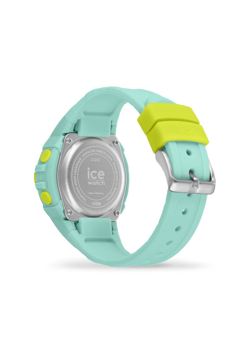 Kleurrijk vierkant kinderhorloge met een klein figuurtje op de band