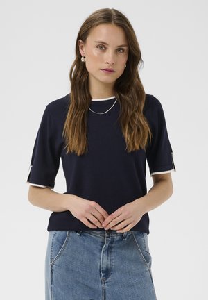 Saint Tropez, MILASZ CONTRAST STRIPE SS PULLOVER - T-shirts print - nightsky ice contrast