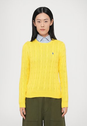 CABLE KNIT COTTON CREWNECK SWEATER - Svetrík - trainer yellow