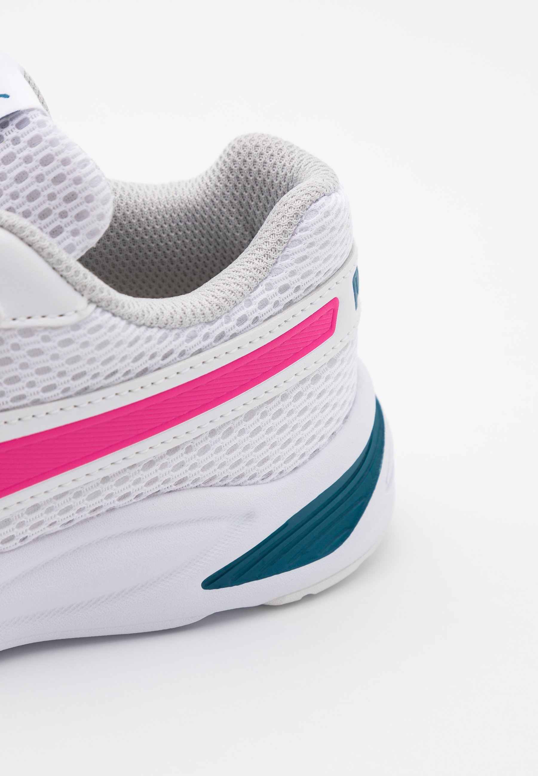 white and pink puma shoes