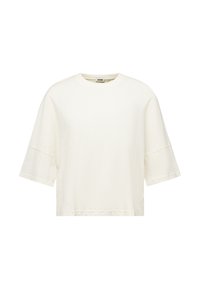 T-shirt blanc uni oversize à manches courtes, col rond et coutures d'épaule tombantes.