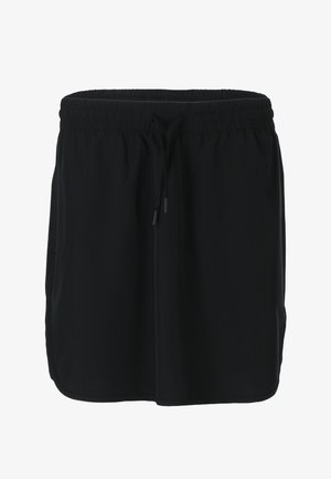 Pantaloni sportivi neri con una cintura elastica, cordoncino regolabile e una texture liscia. Include tasche laterali.