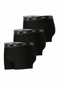 Boxers en tissu noir en pack de trois. Dotés d'une ceinture contrastante blanche avec le nom de la marque "ATHENA" et des accents à pois.