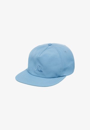 Lichtblauwe katoenen baseballpet met een gebogen rand en een geborduurd golflogo op de voorkant. Heeft zes panelen en een bovenknop.