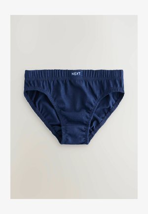 Shorts pour garçon bleu marine fabriqués en tissu doux avec une ceinture élastique, présentant une étiquette cousue avec le nom de la marque "NEXT" à l'avant.