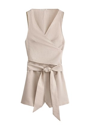 OYSHO SHORT LINEN KNOTTED - Jumpsuit - stone