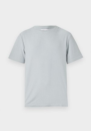 Light gray short-sleeve t-shirt made of soft, smooth fabric with a crew neck and a relaxed fit, featuring no visible patterns or hardware.