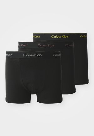 Schwarze Boxershorts mit elastischem Bund in drei Farben: Gelb, Rosa und Grau. Hergestellt aus glattem Stoff mit körpernahem Schnitt.