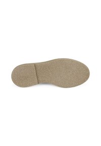 Hellbraune strukturierte Schuhsohle mit leicht geschwungener Form, die einen glatten Zehenbereich und eine gemusterte Oberfläche für besseren Grip aufweist.