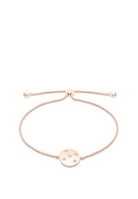 Bracciale in oro rosa con un charm circolare testurizzato che presenta cinque accenti a stella. Design a catena con lunghezza regolabile. Finitura liscia.