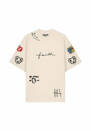 Mira Paris, TATTOO BRUTAL OVERSIZED DROPPED SHOULDER TEE 26 UNISEX - T-shirt con stampa - off-white