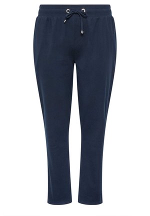 Pantalones jogger en color navy, confeccionados con una tela suave, que cuentan con una cintura elástica con cordón ajustable y un diseño de pierna ajustada.