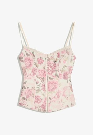 Bershka, FLORAL CORSET - STRAPPY TOP - Débardeur - light pink