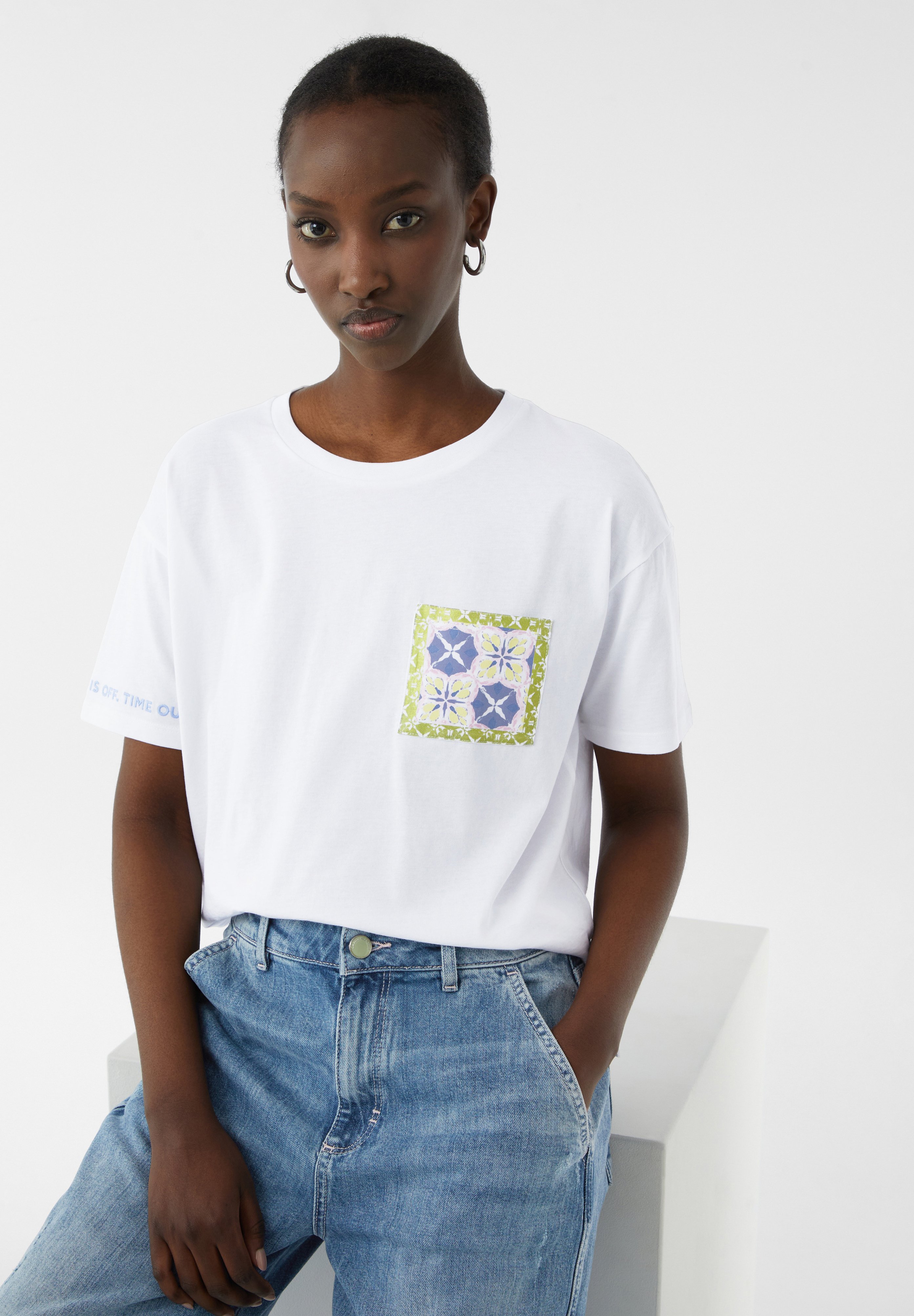 Koton Damen Baumwoll-T-Shirt Mit Print – Kurzärmlig, Off-white, Größe XS