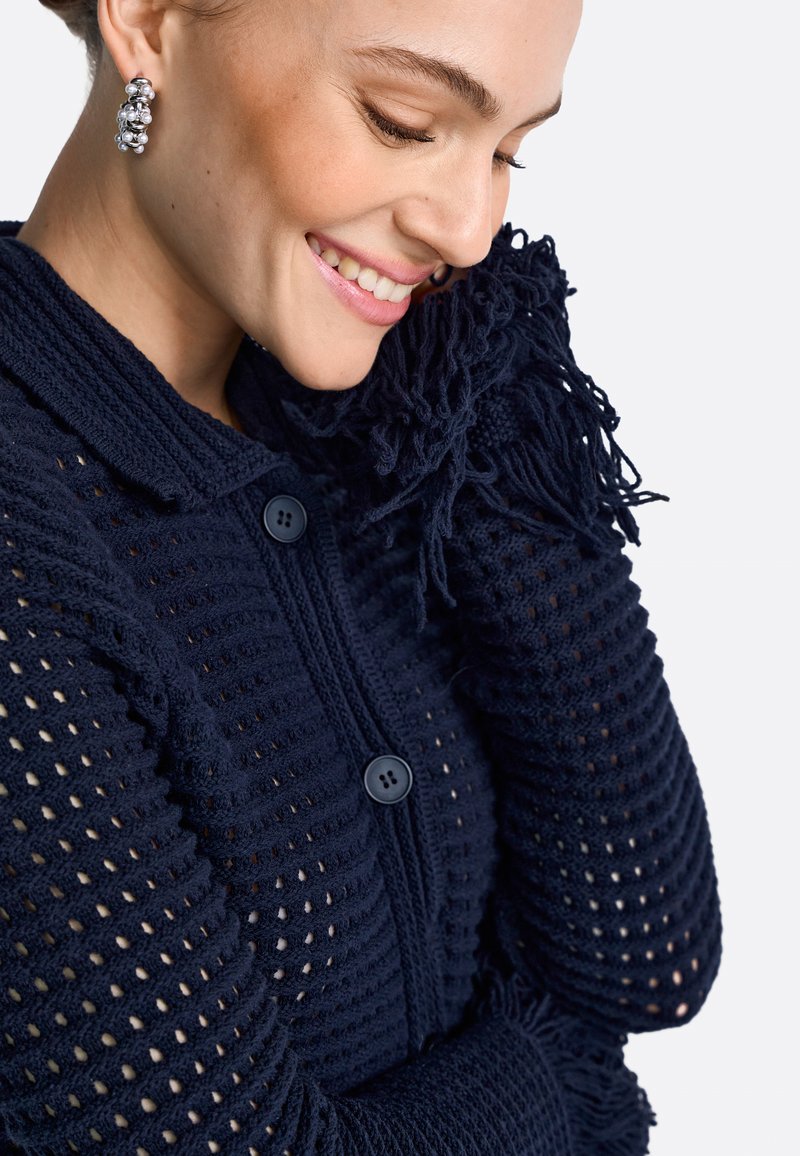 Cardigan Femme Rich & Royal Taille 36 - Crème Et Bleu - Style Décontracté Rétro - Occasion
