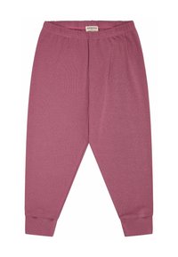 Roze katoenen joggerbroek met een zachte textuur, elastische tailleband en taps toelopende boorden bij de enkels. Heeft een eenvoudig, onopvallend ontwerp.