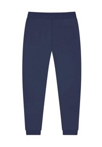 Dunkelblaue Sweatpants mit schmal zulaufendem Bein, elastischem Bund und einer einzelnen Gesäßtasche. Hergestellt aus weichem, bequemem Stoff.