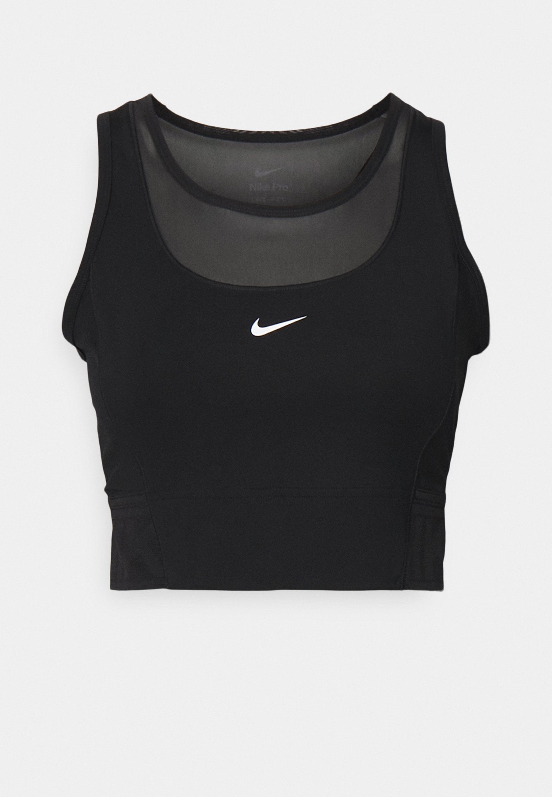nike pro training cropped swoosh tank in black