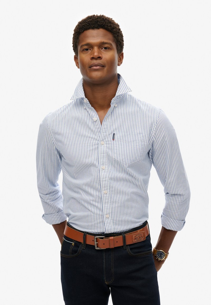 Superdry & Co ESSENTIALS OXFORD - Camisa - azure blue stripe oxford