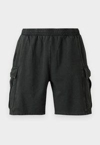 Sorte cargo shorts med elastisk talje, to sidelommer og to cargo-lommer på siderne. Lavet af et blødt, letvægtsstof.