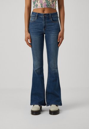 Hollister Co. MEDIUM CLEAN CURVY - Flared Jeans - light-blue denim