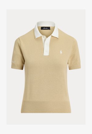 Polo Ralph Lauren COTTON-BLEND POLO-COLLAR SWEATER - Poloshirt - dune tan/white splash